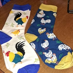 Colorful Rooster Patterned Socks Set Of 2/ BUNDLE ONLY 2 OR MORE ITEMS
